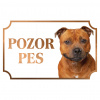Stafordšírsky bulteriér - Kovová tabuľka POZOR PES