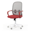 Autronic KA-S425 RED - Stolička kancelárska, biely plast, šedý MESH a červená látka, plastový kríž, hojdací mechanizmus.