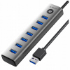 Hub Orico CL7U-U3 7x USB-A 3.0 + USB-C 5V/3A 1 m - sivý