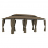zahrada-XL Altánok so závesmi 600x298x270 cm, sivohnedý 180 g/m² 312247