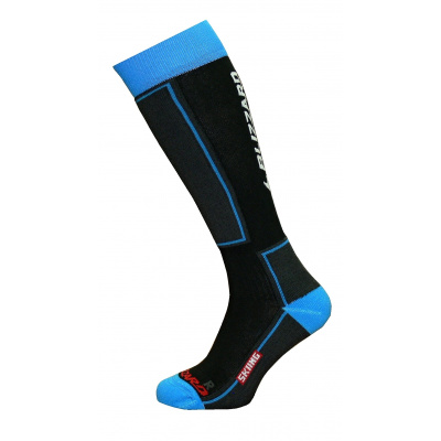 Lyžiarske ponožky BLIZZARD Skiing ski socks junior, black/blue Veľkosť: 24-26