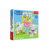 Puzzle 3v1 Prasiatko Peppa/ Peppa Pig Šťastný deň prasiatka v krabici 28x28x6cm