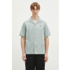 Bavlnená košeľa Fred Perry pánska, tyrkysová farba, voľný strih, M7774.X06