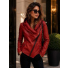Max Original Leather Dámska kožená bunda ALYSSA hood red (3XL 58-60) - Red - 3XL