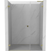 Mexen Lunar-B, L výklopné ľavé sprchové dvere 140 cm, číre sklo, zlatý profil, 832SL-140-050-50-00-L