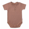 Baby Nellys Dojčenské rebrované body s gombíkmi kr. rukáv Boy hnedé
