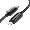 ESSAGER ES-X57 –3 meter, kábel USB Type-C – Lightning. Digitálny displej, nabíjanie 29 W, perleťový látkový kryt.