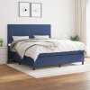 vidaXL Posteľný rám boxspring s matracom modrý 180x200 cm látka - Modrá - 106148-206252