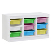 Tempo Kondela Organizér s úložnými boxami, biela/mix farieb, TRIMAL Biela MDF 99 cm x 55 cm x 44 cm