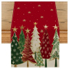Vianočná ľanová štóla na stôl s potlačou - 180 x 33 cm červený stromček