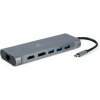 Gembird USB-C 8v1 multiport USB 3.0 + HDMI + DisplayPort + VGA + PD + čtečka karet + LAN + audio A-CM-COMBO8-01