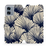 Flipové pouzdro Mobiwear - Motorola Moto G54 5G / Moto G54 5G Power Edition - VA41S Béžové květy na modré (Knížkové flip pouzdro, obal, kryt na mobil Motorola Moto G54 5G / Moto G54 5G Power Edition -
