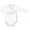 Baby Nellys Body dlhý rukáv Love - zapínanie bokom, biele