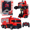 LeanToys Hasičské robotické auto 2 v 1, dálkově ovládané, RC, světla, zvuky, voda