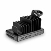 Nabíjačka USB 230V 6port, 3xUSB A, 3x USB Typ C, 160W, PD, QC 3.0, úložné prepážky, s adap., čierna