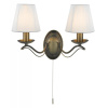 Searchlight Andretti 2Lt Wall Light-Antique Brass & Ivory String Fabric