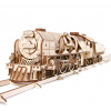Ugears 3D puzzle Lokomotiva V-Express s vagónem 538 ks (Ugears 3D puzzle Lokomotiva V-Express s vagónem 538 ks)