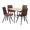 IDEA nábytok Jedálenský stôl 80x80 BERGEN dub + 4 stoličky BERGEN hnedé mikrovlákno