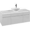 VILLEROY & BOCH Legato závesná skrinka pod umývadlo na dosku (umývadlo v strede), 5 zásuviek, s LED osvetlením, 1400 x 500 x 550 mm, Glossy White, B586L0DH