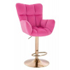 LuxuryForm DESIGN Barové kreslo AURORA VELUR na zlatom tanieri - tmavo ružové