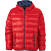 DAIBER JN 1060 / Pánska ľahká páperová bunda s kapucňou - red/navy XL