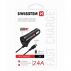 SWISSTEN, micro USB auto nabíjačka, 1x konektor + USB port 12V, 5V, 2400mA, nabíjanie mobilných tel 20111000