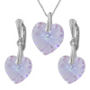 Nádherný set Swarovski elements srdce fialový VIOLET AB 14mm