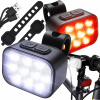 PREDNÁ A ZADNÁ LED VÝKONNÁ AKUMULÁTOROVÁ CYKLISTICKÁ LAMPA NA BICYKEL SADA