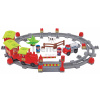 Stavebnica Vlak s koľajnicami Steam Train Abrick Ecoiffier s 2 autami a 4 figúrkami od 18 mes ECO3067