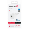 Adapter Swissten Duál 20W na rýchle nabíjanie biely