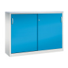 Kancelárska skriňa Acurado - Sideboard, posuvné dvere, 1600 x 400 x 1200 mm, bledosivá/bledomodrá