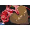 Vymalujsisam.sk Maľovanie podľa čísiel - Ruža so srdiečkom I love you Veľkosť: 40x60cm, Rám: Bez rámu, iba zrolované plátno