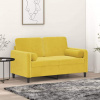 vidaXL 2-miestna pohovka s vankúšikmi žltá 120 cm zamat