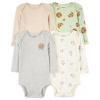 CARTERS CARTER'S Body dlhý rukáv Milk&Cookies neutrál 4ks 24m/ veľ. 92