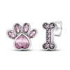 GRACE Silver Jewellery Stříbrné náušnice Psí tlapka a Kost - stříbro 925/1000 E-KTE021 Stříbrná