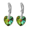 Náušnice Swarovski elements srdce 14,4x14 mm zelené CRYSTAL Vitrail medium