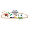 Drevená vláčikodráha Train Set with Bridge Eichhorn s rušňom vozňami mostom a doplnkami 55 dielov 500 cm dĺžka koľajníc