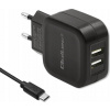 Qoltec Sieťová nabíjačka 5V 3.4A 17W 2xUSB s káblom MicroUSB