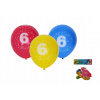 Balónik nafukovací 30cm - sada 5ks, s číslom 6