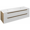 SAPHO - WAVE dvojumývadlová skrinka 149,7x50x47,8cm, biela/dub cuneo WA150-3025