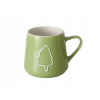 RUČNE MAĽOVANÝ KERAMICKÝ HRNČEK ZELENÝ 340 ML 9X10 CM S MOTÍVOM VIANOČNÉHO STROMČEKA