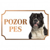 Americký bulteriér - Kovová tabuľka POZOR PES