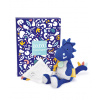 Doudou Plyšový dinosaurus s dečkou 25 cm modrý