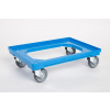 PK Group 2016 s.r.o. Plastový vozík pod prepravky, 2 otočné 100 mm gumové kolieska, modrý