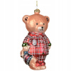 Sklenený Závesná Ozdoba v tvare vianočného stromčeka 13 cm Vianočná Guľa Na Stromček - Medveď v pyžame