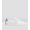 SALVAS White Premium Leather Ice Logo Metallic Gold Sneaker