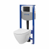 Cersanit Mille, System50 MECH podomietkový rám + závesná wc misa Mille Plus CleanOn + čierne tlačidlo MOVI II, S701-756