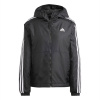 adidas Women's 3 Stripe Essential Water Resistant Wind Resistant Long Sleeve Puffer Jacket Black/White XL (20-22)