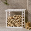 vidaXL Stojan na palivové drevo biely 108x64,5x110 cm masívna borovica - White - 102414-252069