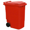 Popolnica s kolieskami, plastová, objem 360 l, červená